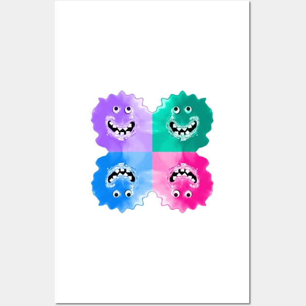 Goofy Jelly Monster Emoji Pixel Smiling Face Wall Art by PlanetMonkey